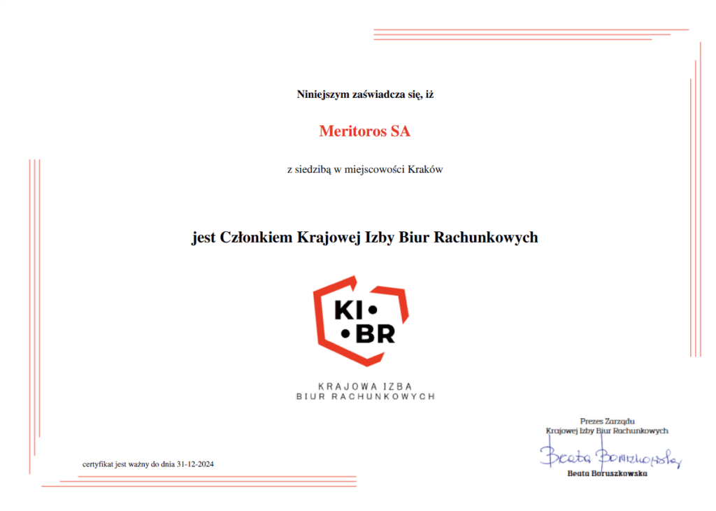 <strong>Meritoros członkiem Krajowej Izby Biur Rachunkowych </strong>